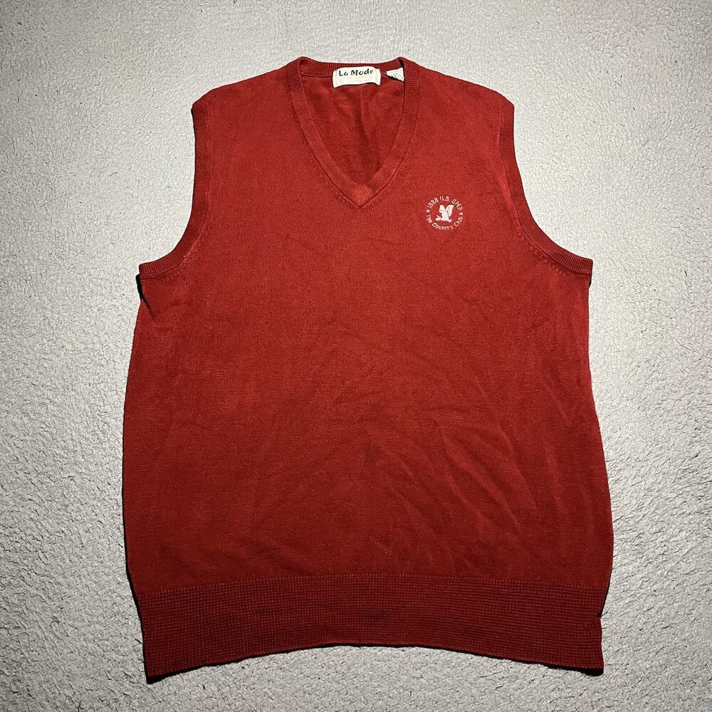 Vintage La Mode Sweater Vest Mens XL Golf US Open Acrylic Cashmerlon Outdoor